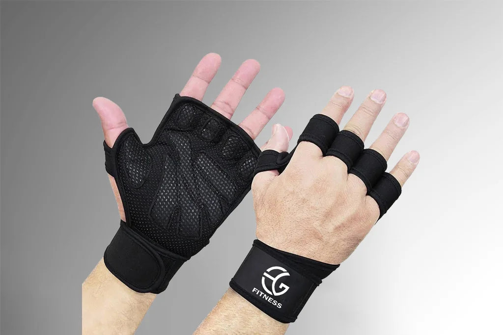 Black Gym Gloves With Wrist Support for Workout and Weightlifting in Pakistan