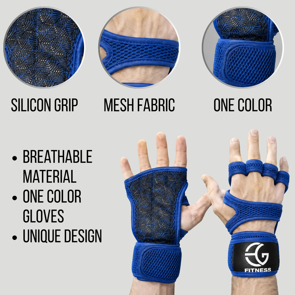 silicon grip mesh made one color gym gloves with brathable material for men and women