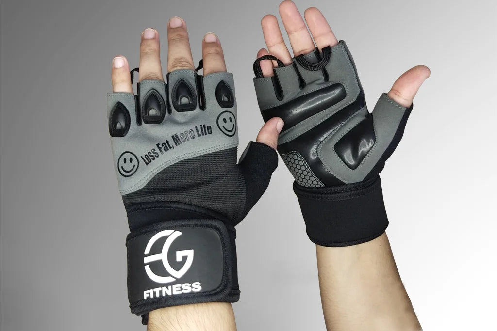 Weightlifting Gym Gloves Fitness Wrist Wraps Exercise Black and Gray